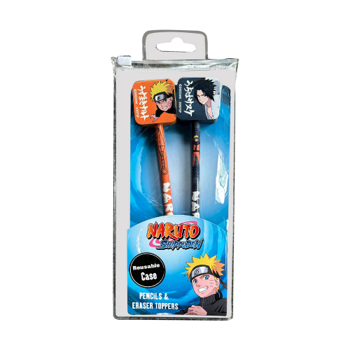 Pencil & Topper 2PK Naruto Shippuden Naruto & Sasuke