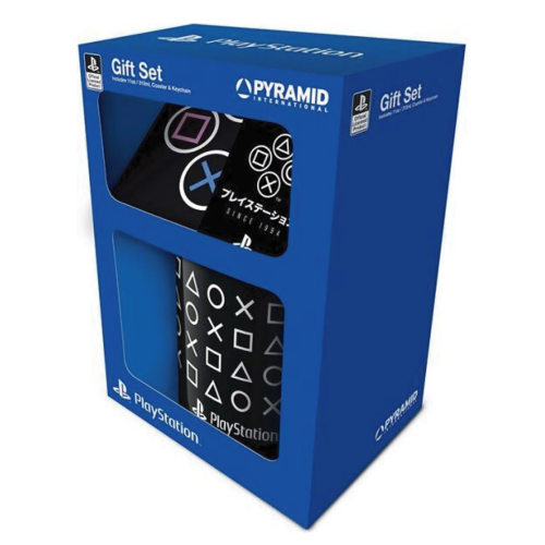 Coffret Cadeau PlayStation Mug, Dessous de Verre et Porte-clés