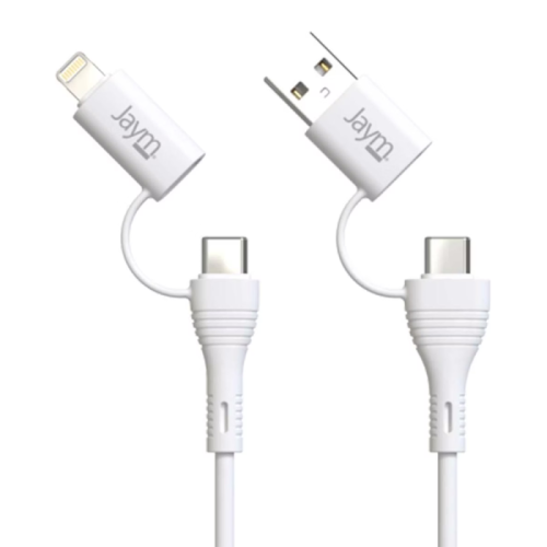 Câble Jaym 4 en 1 USB-C/USB-A vers USB-C/Lightning